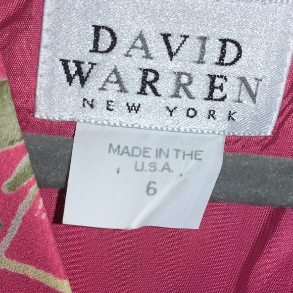 David Warren Side Tie Faux Wrap dress Sz 6 Tropical Floral vintage made in US - Picture 5 of 10